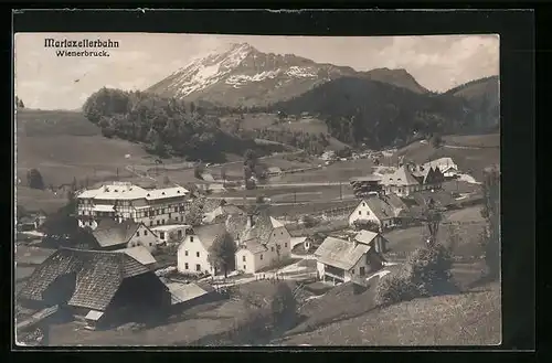 AK Wienerbruck, Totalansicht mit Berggipfeln