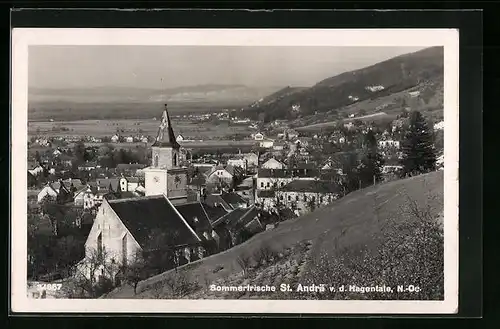 AK St. Andrä vor dem Hagenthale, Ortsansicht vom Berghang gesehen