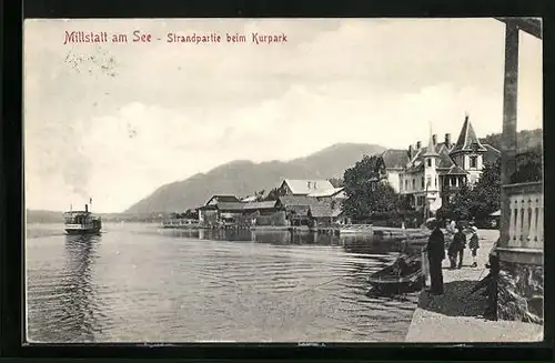 AK Millstatt am See, Strandpartie beim Kurpark