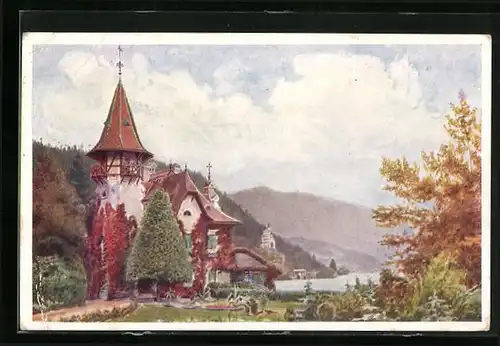 AK Millstatt, Villa Verdin-Valsilvella mit Park