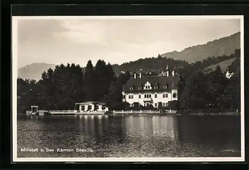 AK Millstatt a. See, Seevilla vom Wasser aus gesehen
