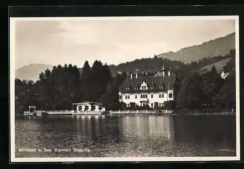 AK Millstatt a. See, Seevilla vom Wasser aus gesehen