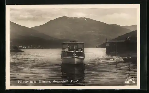 AK Millstatt, Millstättersee mit Motorschiff Poto