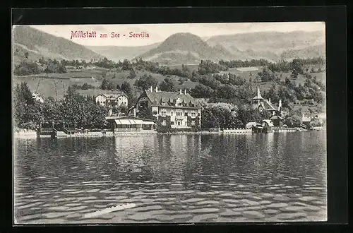 AK Millstatt am See, Seevilla vom Wasser aus