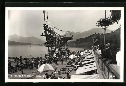 AK Millstatt, Strandbad mit Sprungturm