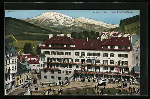 AK Maria Zell, Hotel Laufenstein mit Bergpanorama