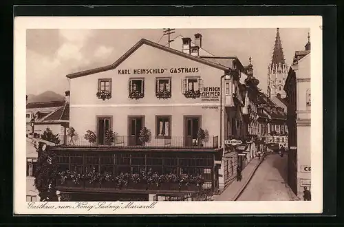 AK Mariazell, Gasthaus zum König Ludwig mit Strassenpartie