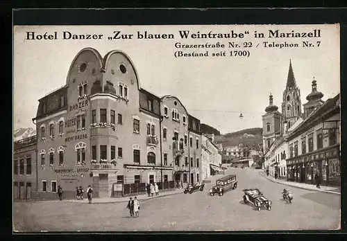 AK Mariazell, Hotel Danzer Zur blauen Weintraube, Grazerstrasse 22
