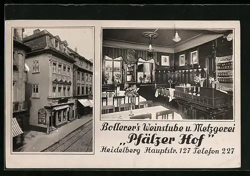 AK Heidelberg, Restaurant Bollerer`s Weinstube und Metzgerei Pfälzer Hof