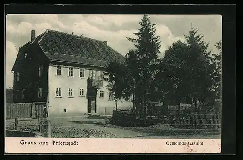 AK Frienstedt, Gemeinde-Gasthof, Aussenansicht mit Bäumen