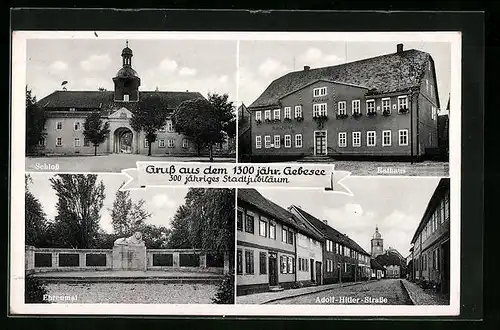 AK Gebesee, Schloss, Rathaus, Strasse