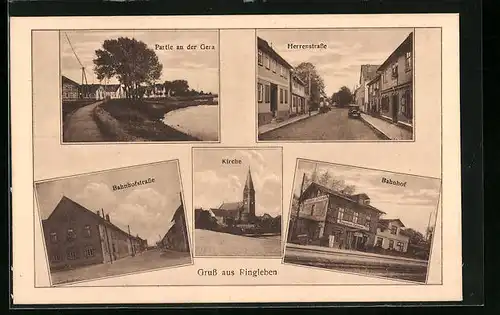 AK Ringleben, Bahnhof, Herrenstrasse, Partie an der Gera
