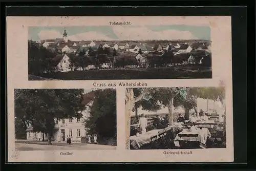 AK Waltersleben, Gasthof, Gartenwirtschaft, Totalansicht