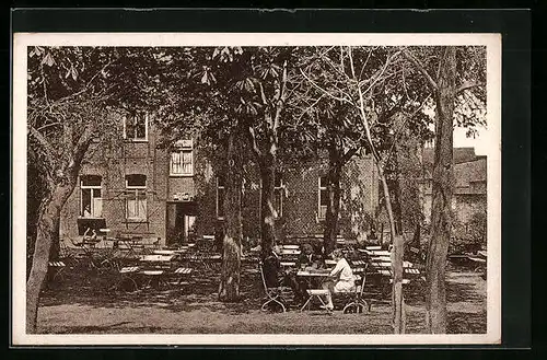 AK Schellroda bei Erfurt, Gaststätte Kurhaus - Gastgarten unter Bäumen