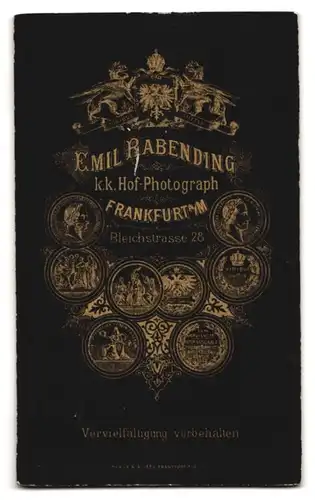 Fotografie Emil Rabending, Frankfurt a. M., Bleichstrasse 25, Dame mit Stirnlocken und grossem Medaillon