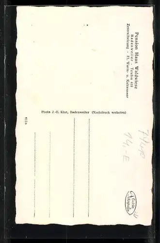 AK Badenweiler, Pension Haus Waldwiese