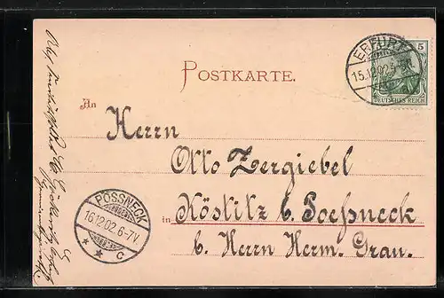 Lithographie Erfurt, Totalansicht mit Rathaus