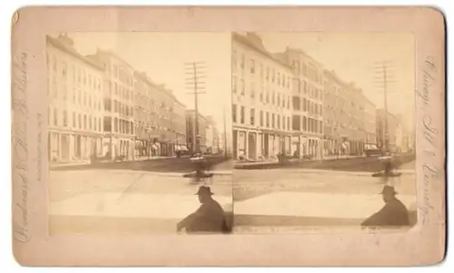 Stereo-Fotografie Woodward & Alber, Rochester / NY, Ansicht Chicago, Blick in die Wabash Avenue