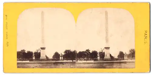 Stereo-Fotografie unbekannter Fotograf, Ansicht Paris, Obelisk am Place de la Concorde