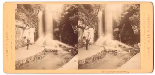 Stereo-Fotografie I. F. Stiehm, Berlin, Ansicht Sebnitz, Partie am Lichtenhainer Wasserfall