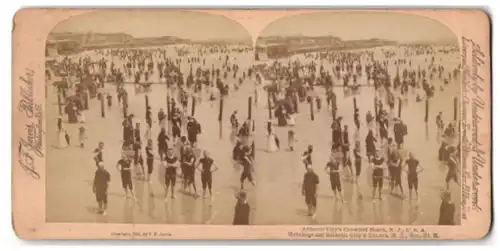 Stereo-Fotografie J. F. Jarvis, Washington D.C. / WA, Ansicht Atlantic City / NJ, Badegäste am Atlantic City Beach