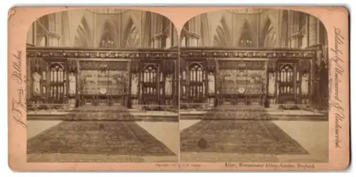 Stereo-Fotografie J. F. Jarvis, Washington D.C. / WA, Ansicht London, Altar in der Westminster Abbey