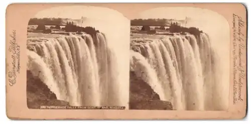 Stereo-Fotografie C. Bierstadt, Niagara Falls, Ansicht Niagara / NY, Horseshoe Falls from Goat Island