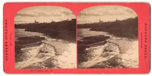 Stereo-Fotografie S. Davis, Niagar Falls, Ansicht Niagara Falls / Ontario, Blick auf die Niagarafälle bei Mondlicht