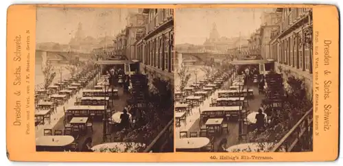 Stereo-Fotografie J. F. Stiehm, Berlin, Ansicht Dresden, Blick auf Helbig`s Cafe an den Elb-Terrassen