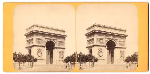 Stereo-Fotografie unbekannter Fotograf, Ansicht Paris, Arc de Triomphe, Champs Elysee