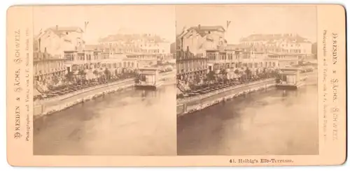 Stereo-Fotografie J. F. Stiehm, Berlin, Ansicht Dresden, Blick auf Helbig`s Cafe an den Elb-Terrassen