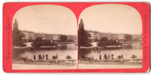 Stereo-Fotografie E. V. Harboe, Kopenhagen, Ansicht Kopenhagen, Blick über den Orsted-Park auf Wohnhäuser