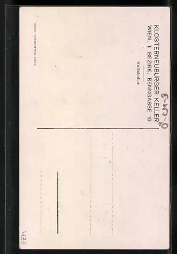 AK Wien, Gasthaus Klosterneuburger Keller - Innenansicht