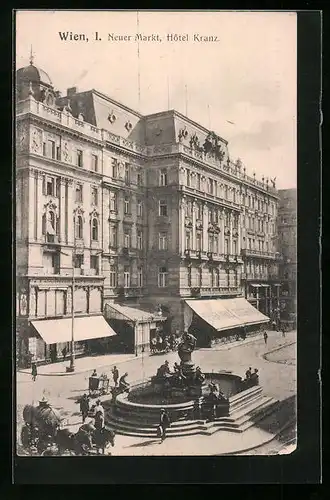 AK Wien, Neuer Markt, Hotel Kranz aus der Vogelschau