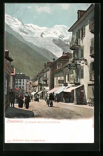 AK Chamoix, La Grande Rue et le Montblanc