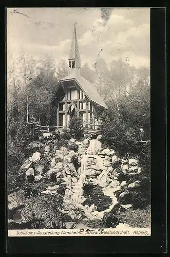 AK Mannheim, Jubiläums-Ausstellung 1907, Kapelle in Schwarzwaldlandschaft