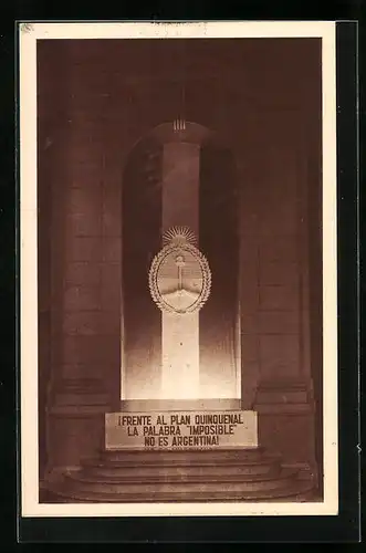 AK Buenos Aires, Exposicion Correos y Telecomunicaciones en el Plan Quinquenal 1949, Hornacina Patriotica