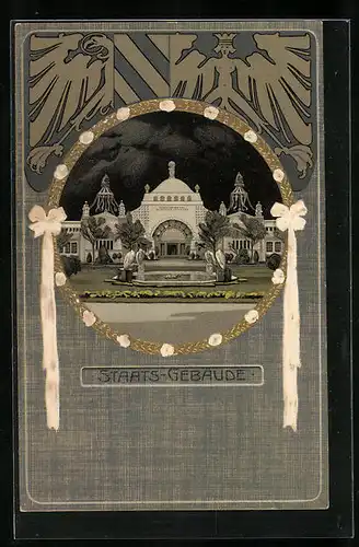 Präge-AK Nürnberg, Bayerische-Jubiläums-Landesausstellung 1906, Staats-Gebäude