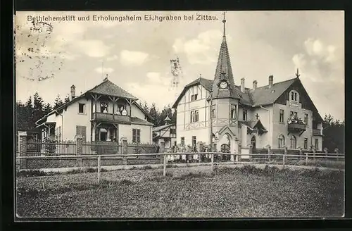 AK Zittau, Bethlehemstift und Erholungsheim Eichgraben