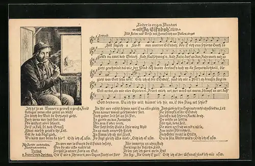 AK Lied in erzgebirgischer Mundart Da Eisnbah`