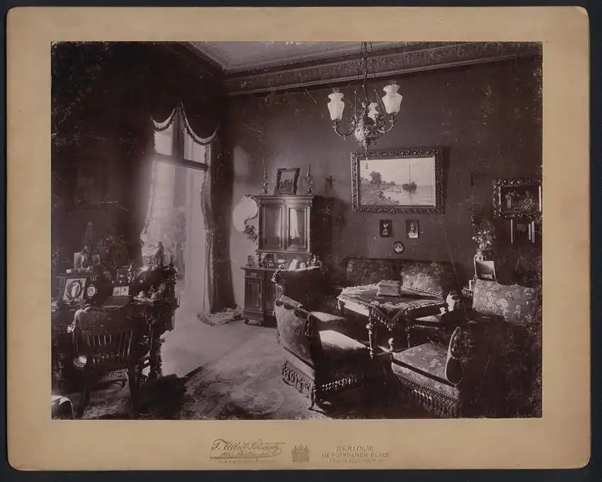 Fotografie Albert Schwartz, Berlin, Ansicht Berlin-Tiergarten, In den Zelten, Stube Inneneinrichtung, Erker einer Villa 0