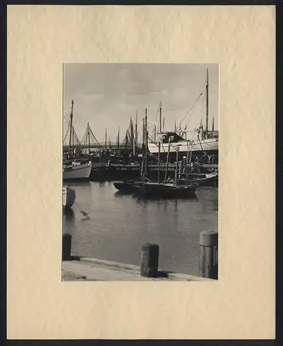 Fotografie unbekannter Fotograf, Ansicht Sassnitz / Rügen, Boote & Schiffe im Hafen um 1934