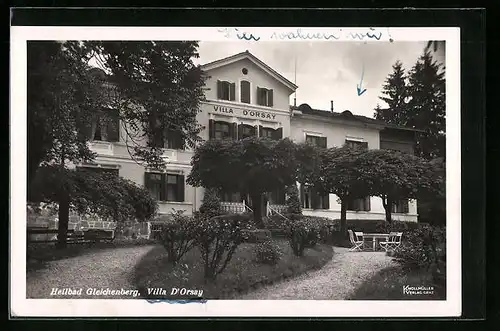 AK Gleichenberg, Bestuhlung im Vorgarten der Villa D'Orsay