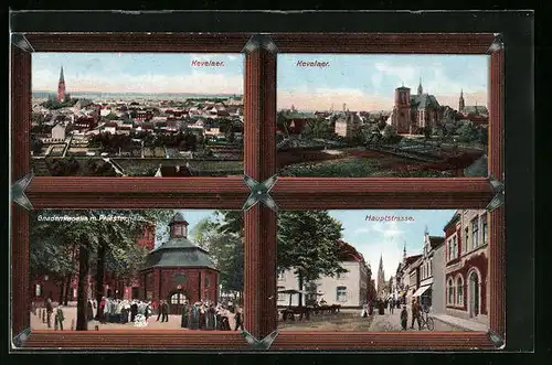 AK Kevelaer, Ortsansichten mit Hauptstrasse und Gnadenkapelle mit Priesterhaus