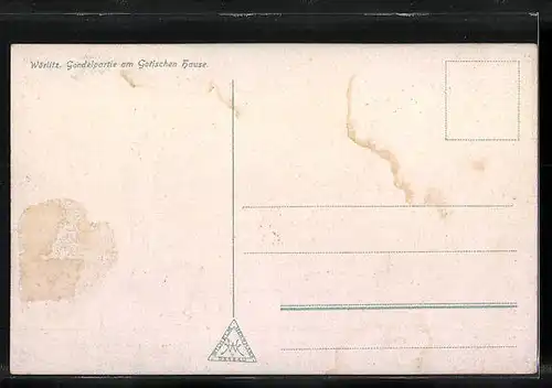 AK Wörlitz, Gondelpartie am Gotischen Hause