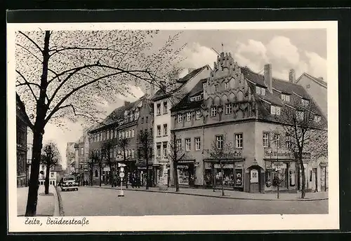 AK Zeitz, Brüderstrasse mit Geschäften
