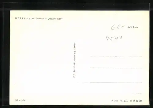 AK Dessau, HO-Gaststätte Jägerklause