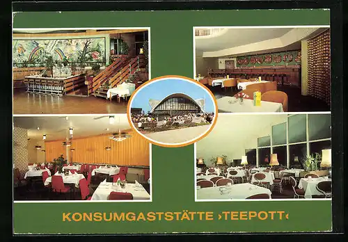 AK Rostock-Warnemünde, Konsumgaststätte Teepott mit Bar, Restaurant und Café