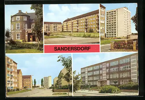 AK Sandersdorf b. Bitterfeld, Hochhaus, Polytechnische Oberschule