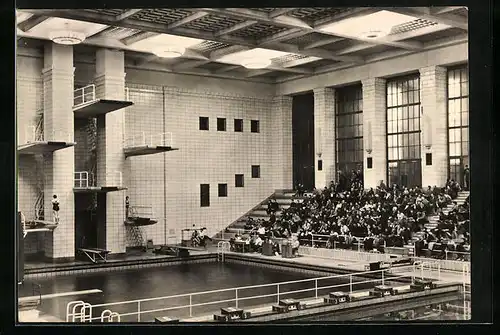 AK Rostock, Schwimmhalle Neptun mit Sprungtürmen